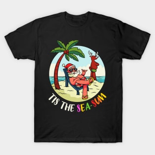 Tis The Sea-Sun Funny Santa Beach Summer Christmas In July T-Shirt